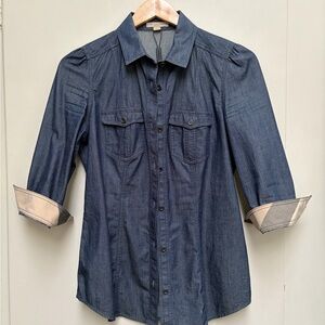 BURBERRY Denim Button-Up Shirt NWT